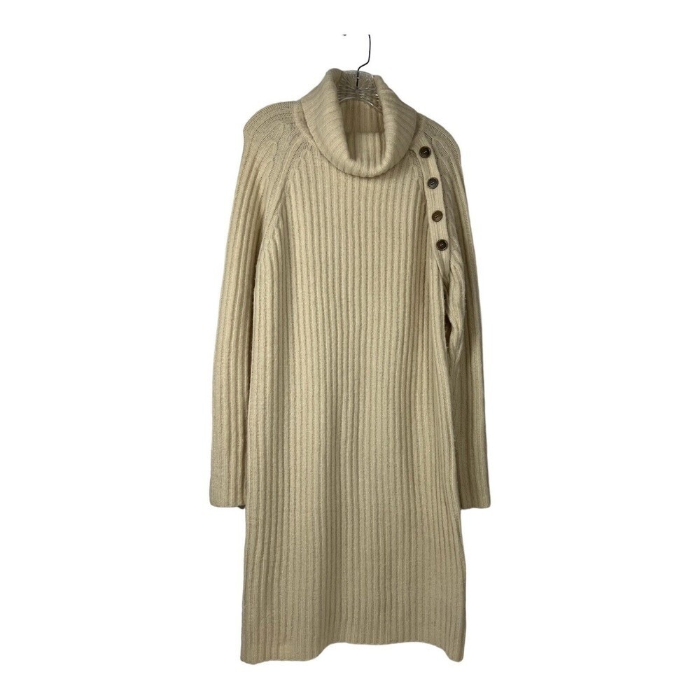 Solutions Womens Sweater Dress SIZE L Turtleneck Long Sleeve  Ivory